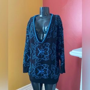 Vintage Deep V Graphic Sweater